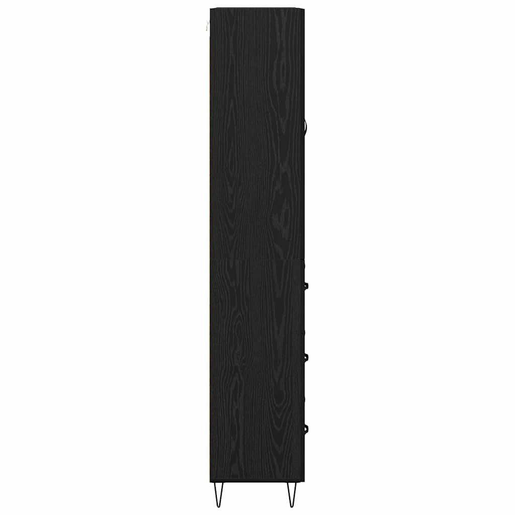 Highboard 2 Stück Schwarz Eichen-Optik Ingenieurholz und Glas