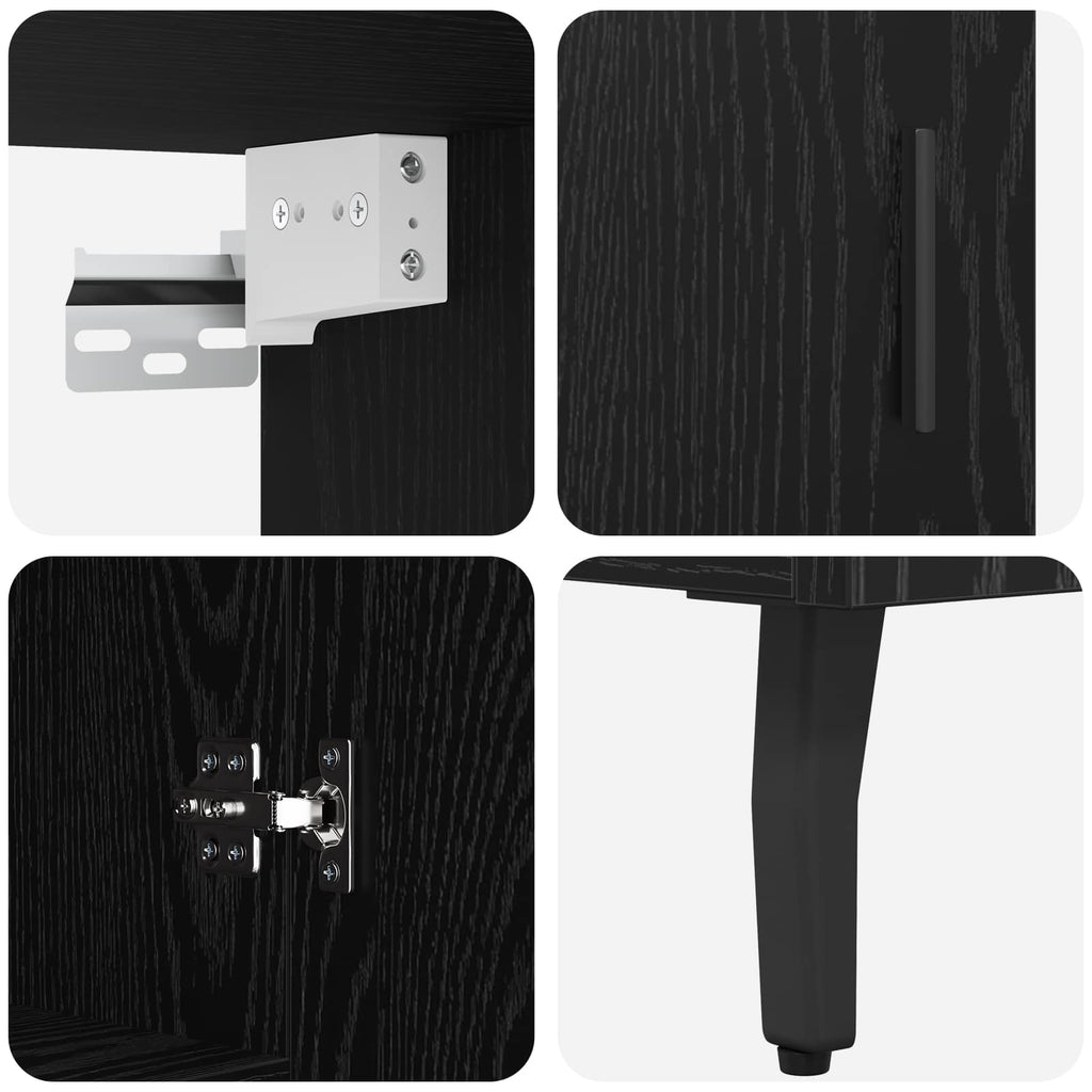 Highboard 2 pcs Schwarz Eichen-Optik Holzwerkstoff