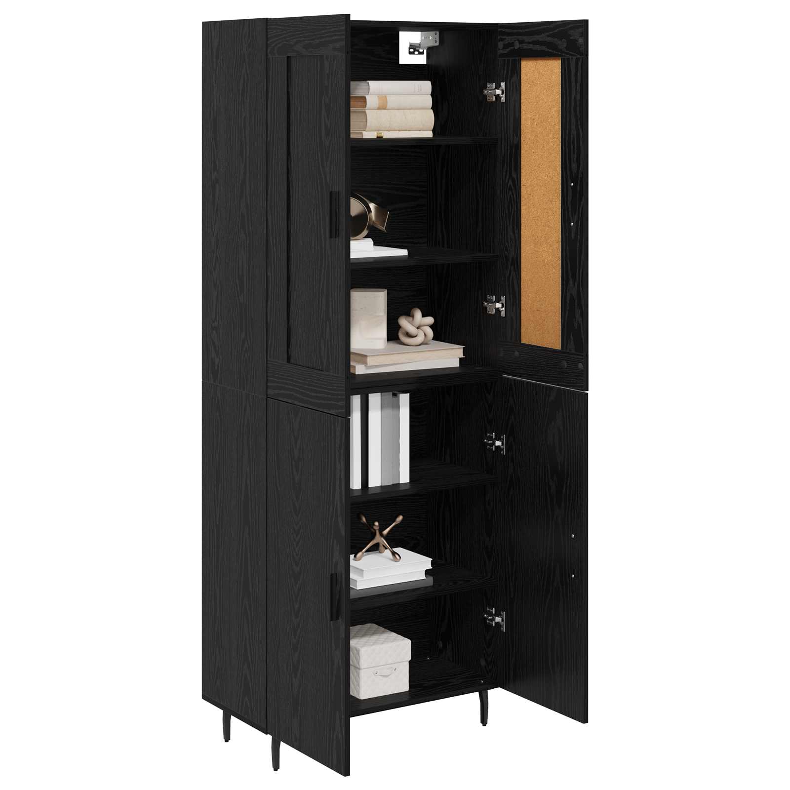 Highboard 2 pcs Schwarz Eichen-Optik Holzwerkstoff