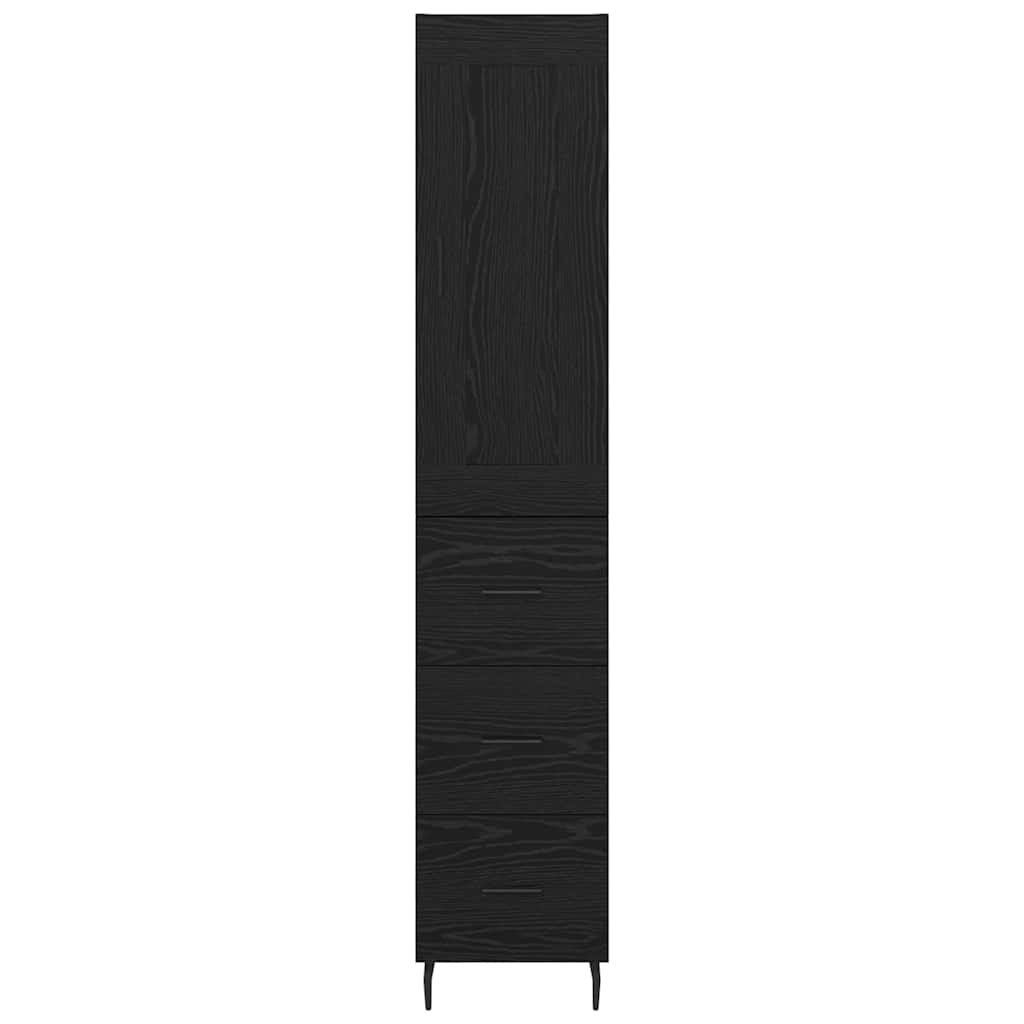 Highboard Schwarz Eichen-Optik 34,5 x 34 x 180 cm Holzwerkstoff