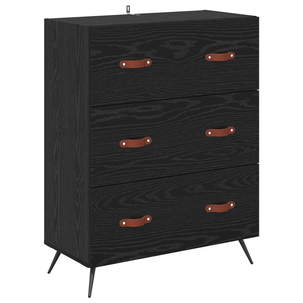 Highboard Schwarz Eichen-Optik 69,5 x 34 x 180 cm Holzwerkstoff