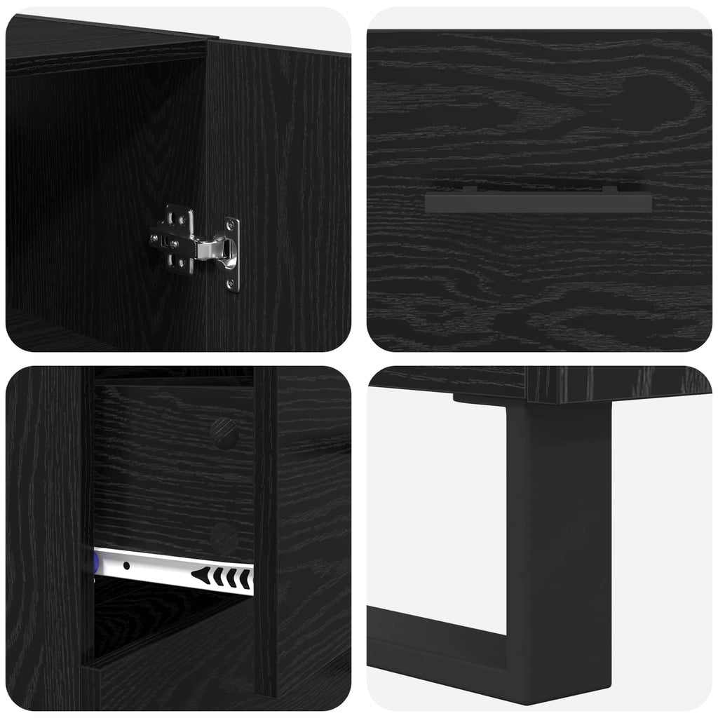 Highboard 2 pcs Schwarz Eichen-Optik 69,5 x 34 x 180 cm