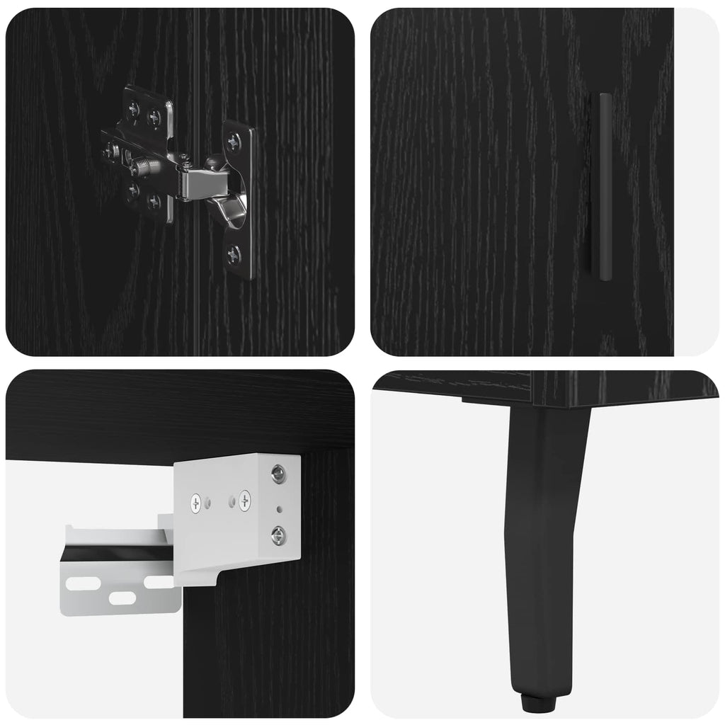 Highboard 2 pcs Schwarz Eichen-Optik Holzwerkstoff