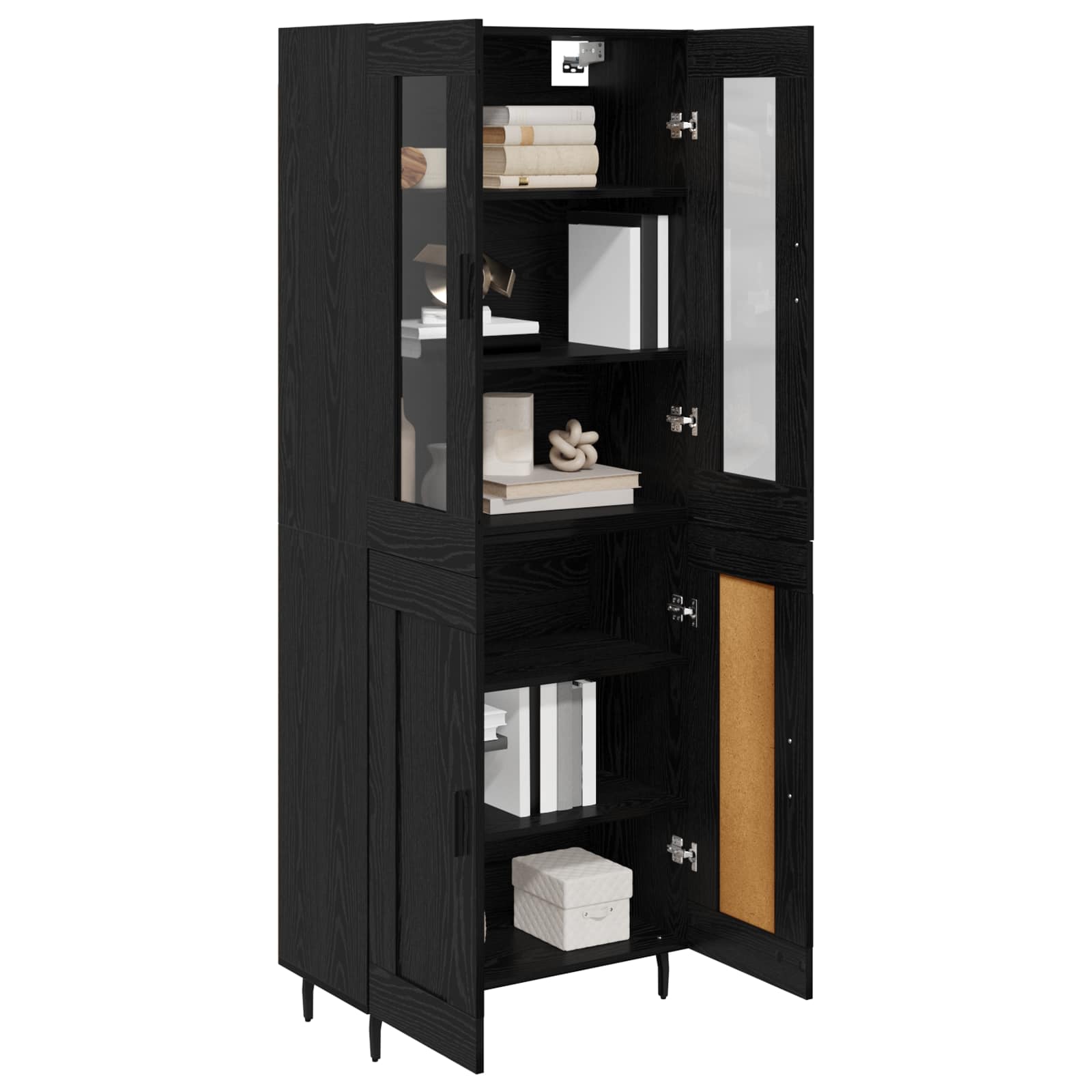 Highboard 2 pcs Schwarz Eichen-Optik Holzwerkstoff