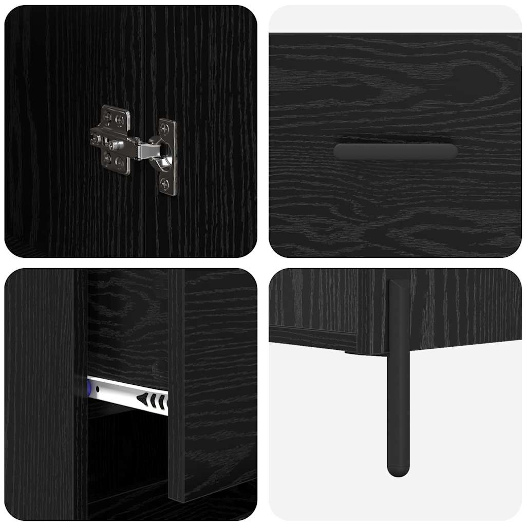Highboard Schwarz Eichen-Optik 34,5 x 34 x 180 cm Holzwerkstoff