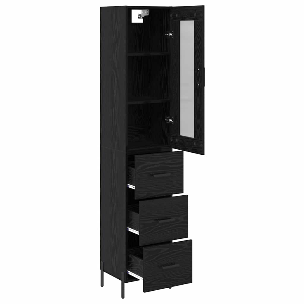 Highboard Schwarz Eichen-Optik 34,5 x 34 x 180 cm Holzwerkstoff
