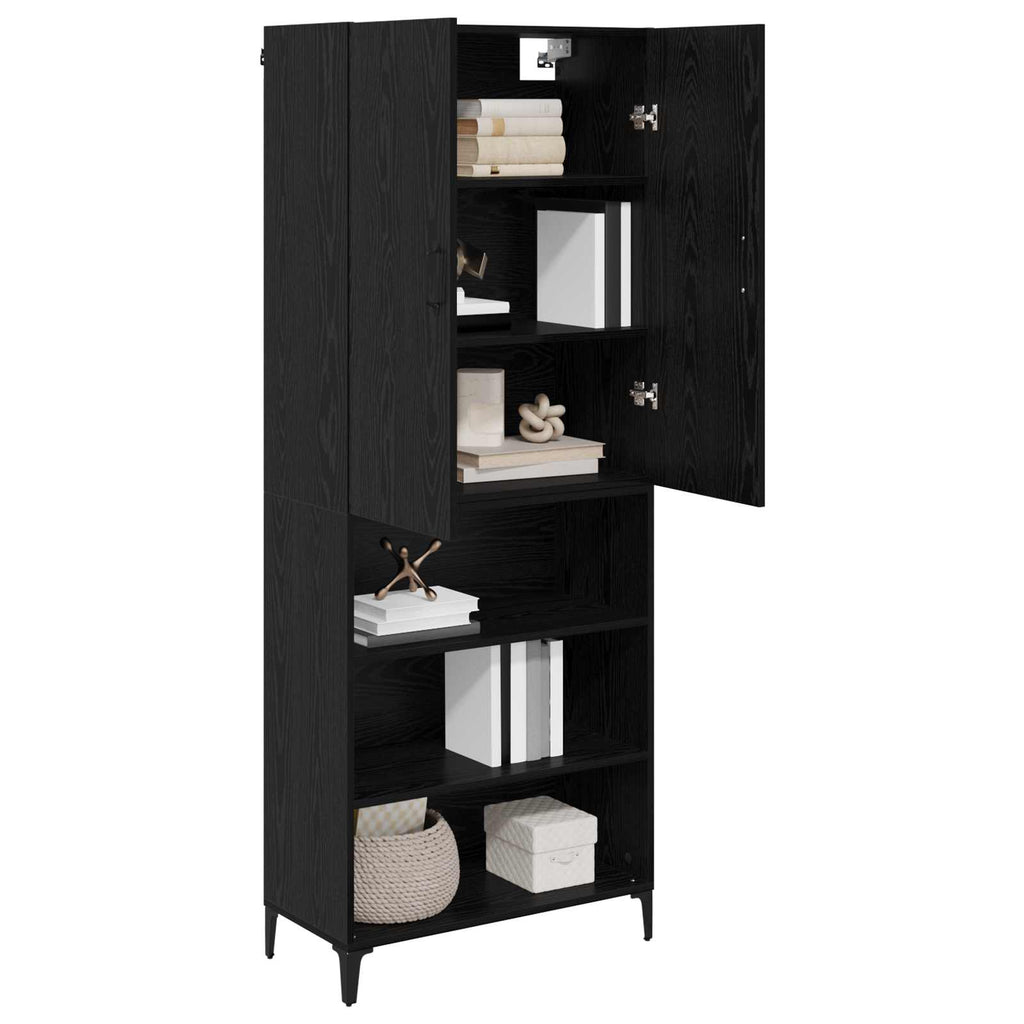 Highboard Schwarz Eichen-Optik 69,5 x 34 x 180 cm Holzwerkstoff