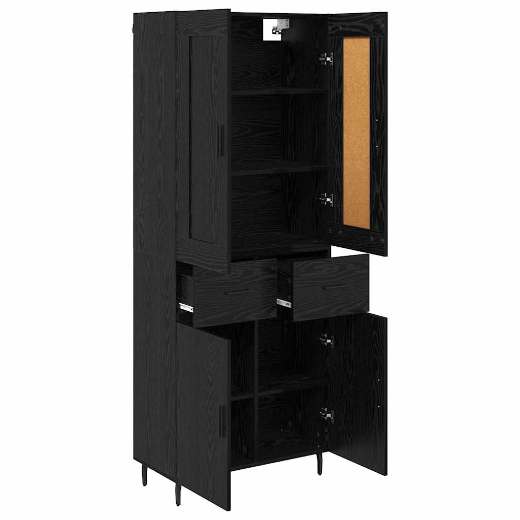 Highboard 2 pcs Schwarz Eichen-Optik Holzwerkstoff