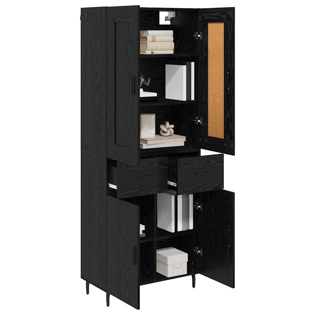 Highboard 2 pcs Schwarz Eichen-Optik Holzwerkstoff