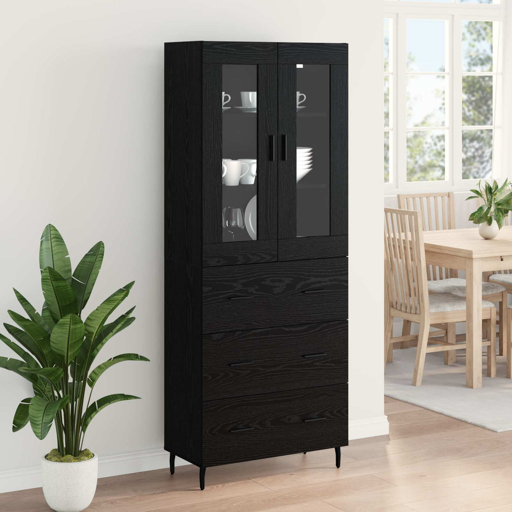 Highboard 2 pcs Schwarz Eichen-Optik Holzwerkstoff