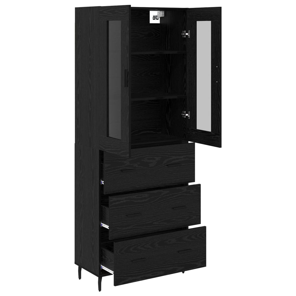 Highboard 2 pcs Schwarz Eichen-Optik Holzwerkstoff
