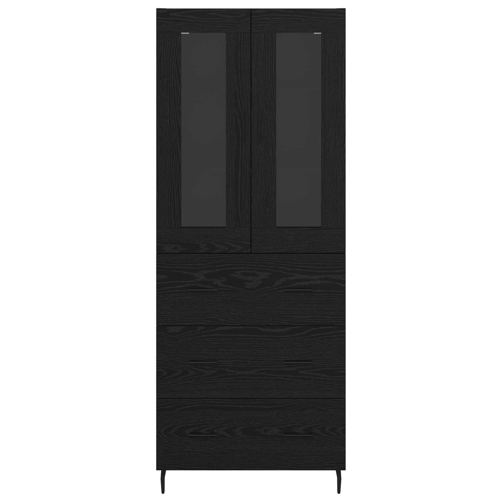 Highboard 2 pcs Schwarz Eichen-Optik Holzwerkstoff