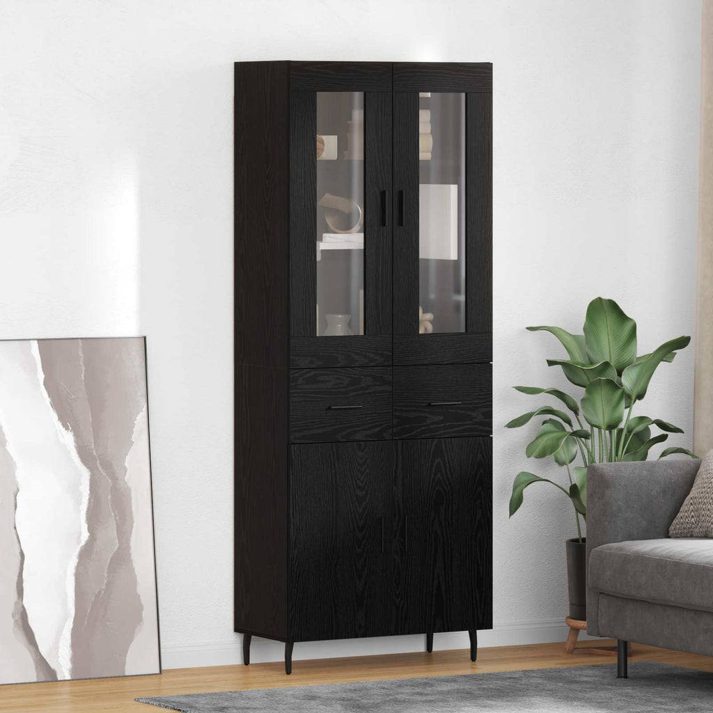 Highboard 2 pcs Schwarz Eichen-Optik Holzwerkstoff