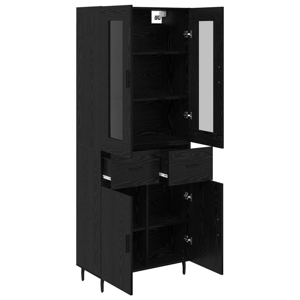 Highboard 2 pcs Schwarz Eichen-Optik Holzwerkstoff