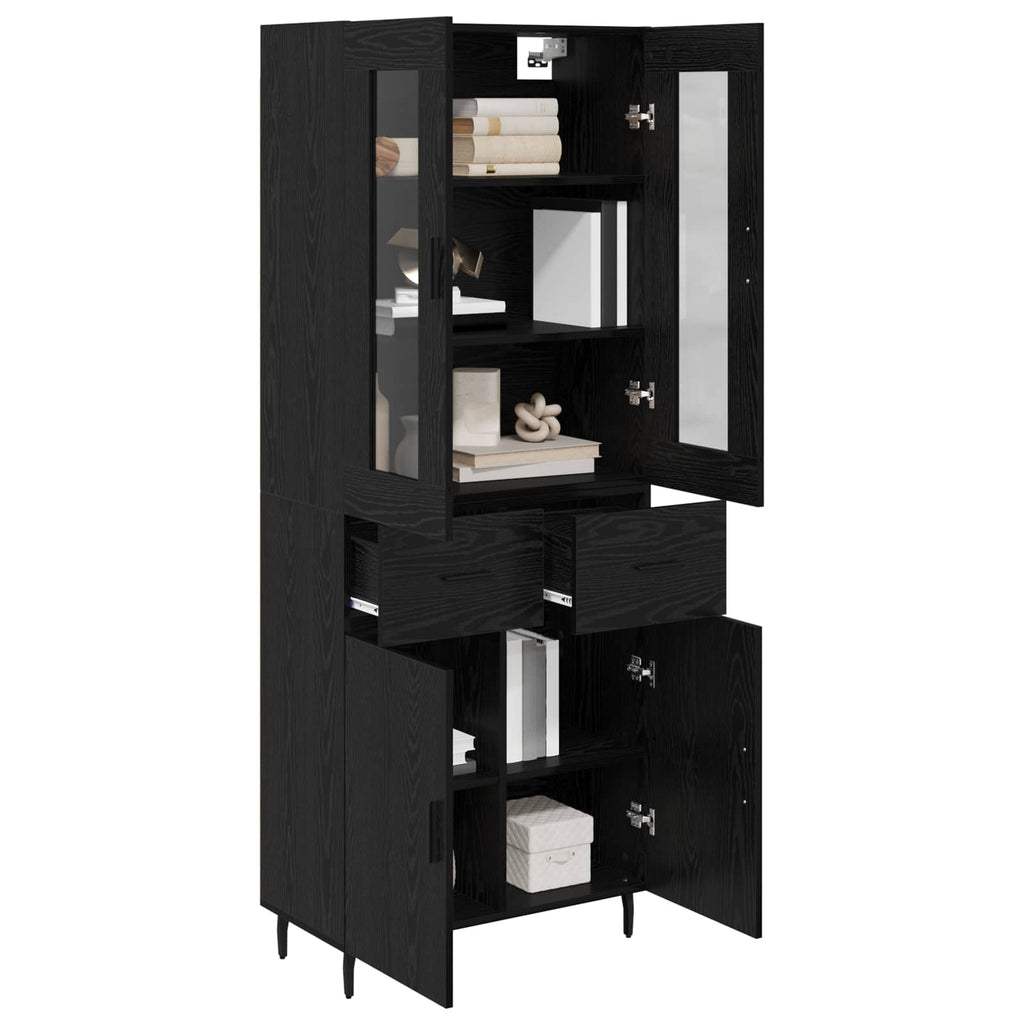 Highboard 2 pcs Schwarz Eichen-Optik Holzwerkstoff