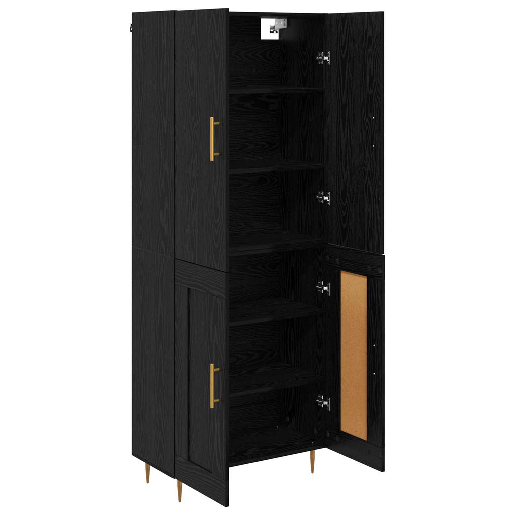 Highboard Schwarz Eichen-Optik 69,5 x 34 x 180 cm Holzwerkstoff
