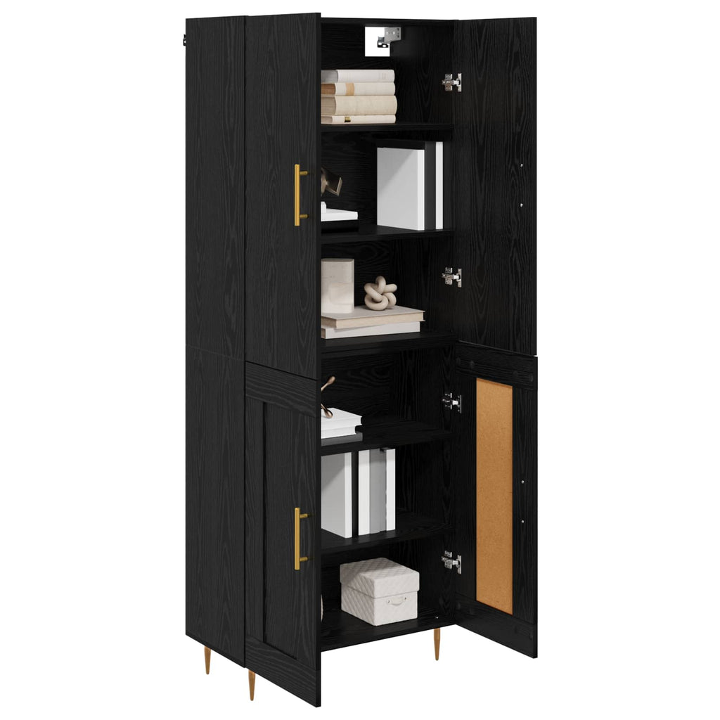 Highboard Schwarz Eichen-Optik 69,5 x 34 x 180 cm Holzwerkstoff