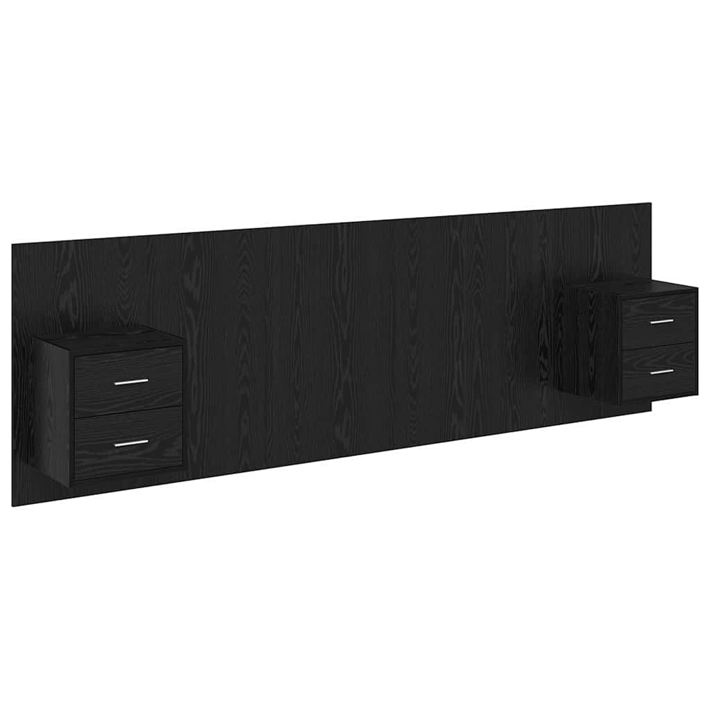 Kopfteil mit Schrank 3 Stück Schwarz Eichen-Optik Holzwerkstoff