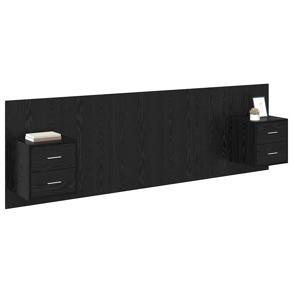Kopfteil mit Schrank 3 Stück Schwarz Eichen-Optik Holzwerkstoff