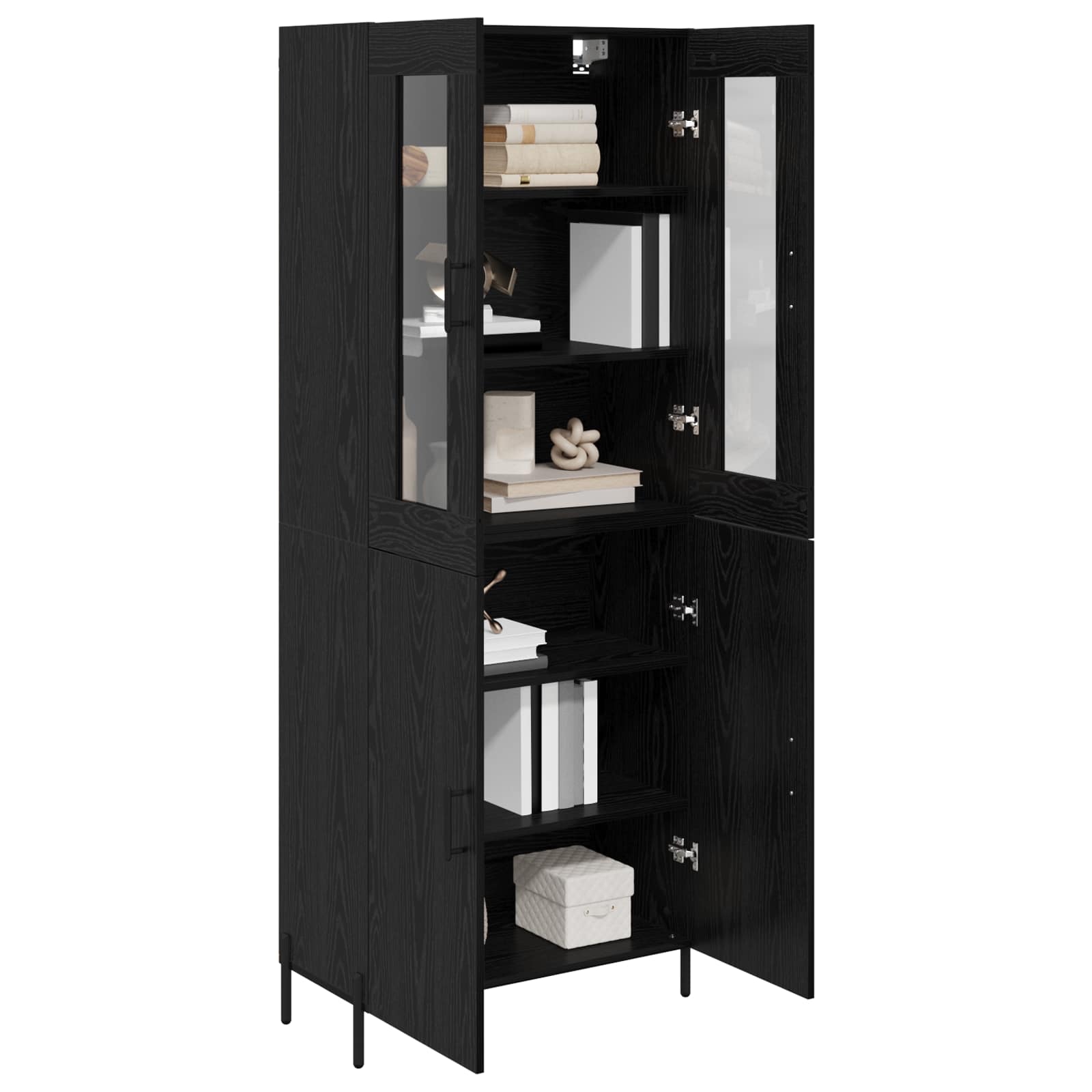 Highboard Schwarz Eichen-Optik 69,5 x 34 x 180 cm Holzwerkstoff