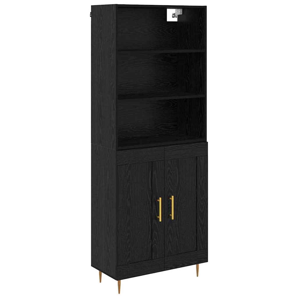 Highboard Schwarz Eichen-Optik 69,5 x 34 x 180 cm Holzwerkstoff