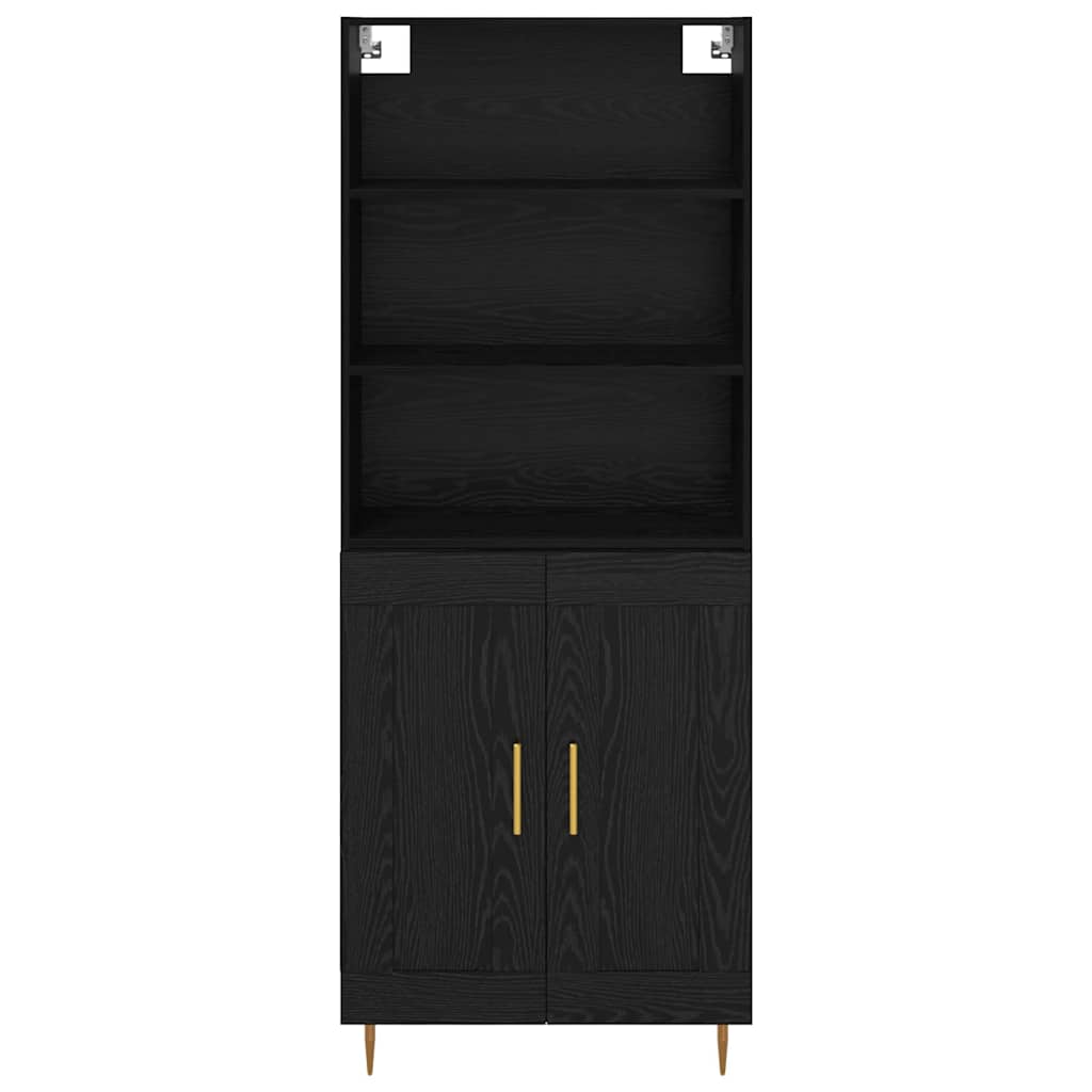 Highboard Schwarz Eichen-Optik 69,5 x 34 x 180 cm Holzwerkstoff