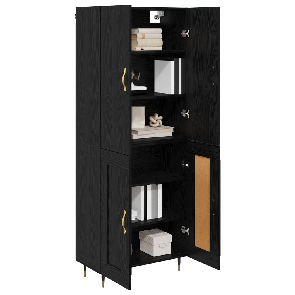 Highboard Schwarz Eichen-Optik 69,5 x 34 x 180 cm Holzwerkstoff