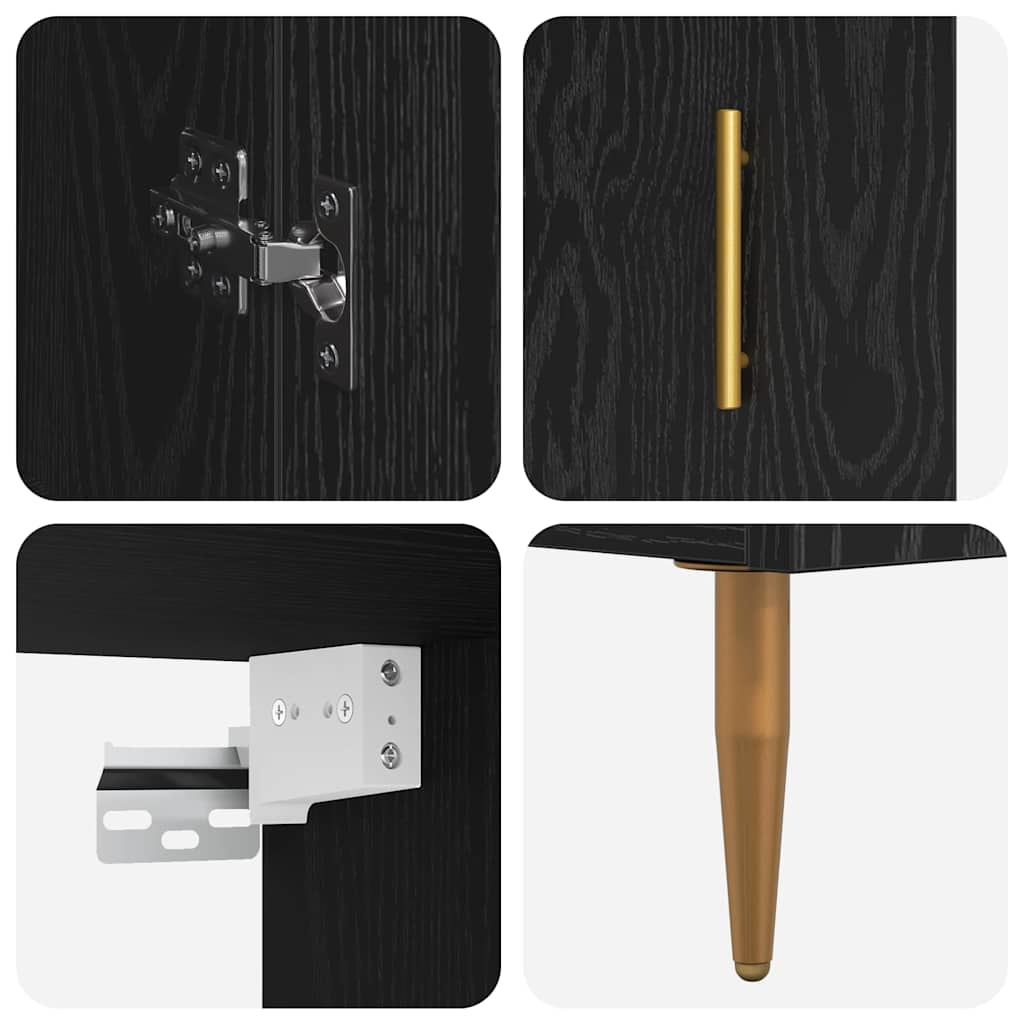 Highboard 2 pcs Schwarz Eichen-Optik Holzwerkstoff