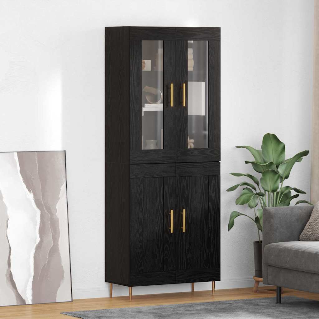 Highboard 2 pcs Schwarz Eichen-Optik Holzwerkstoff