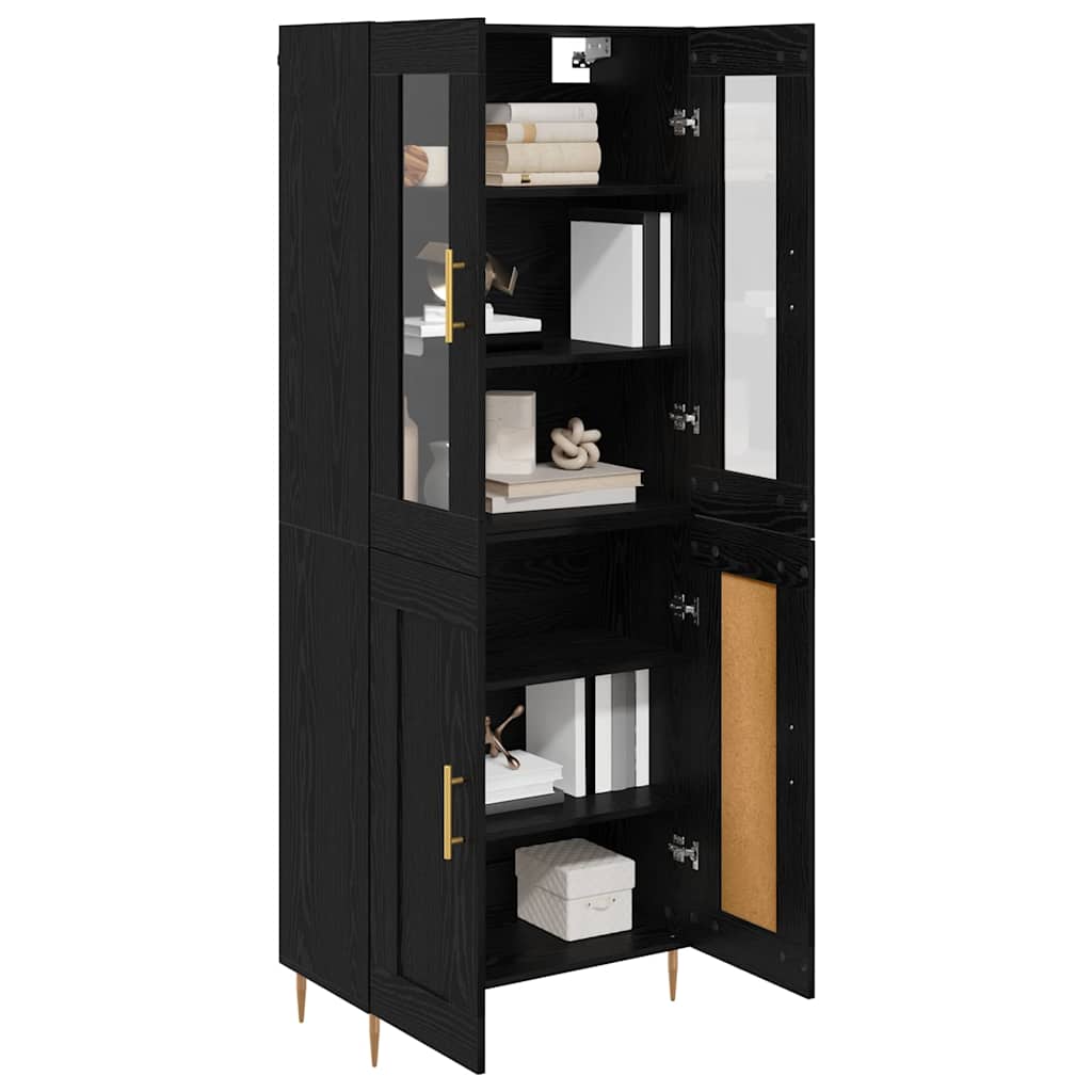 Highboard 2 pcs Schwarz Eichen-Optik Holzwerkstoff