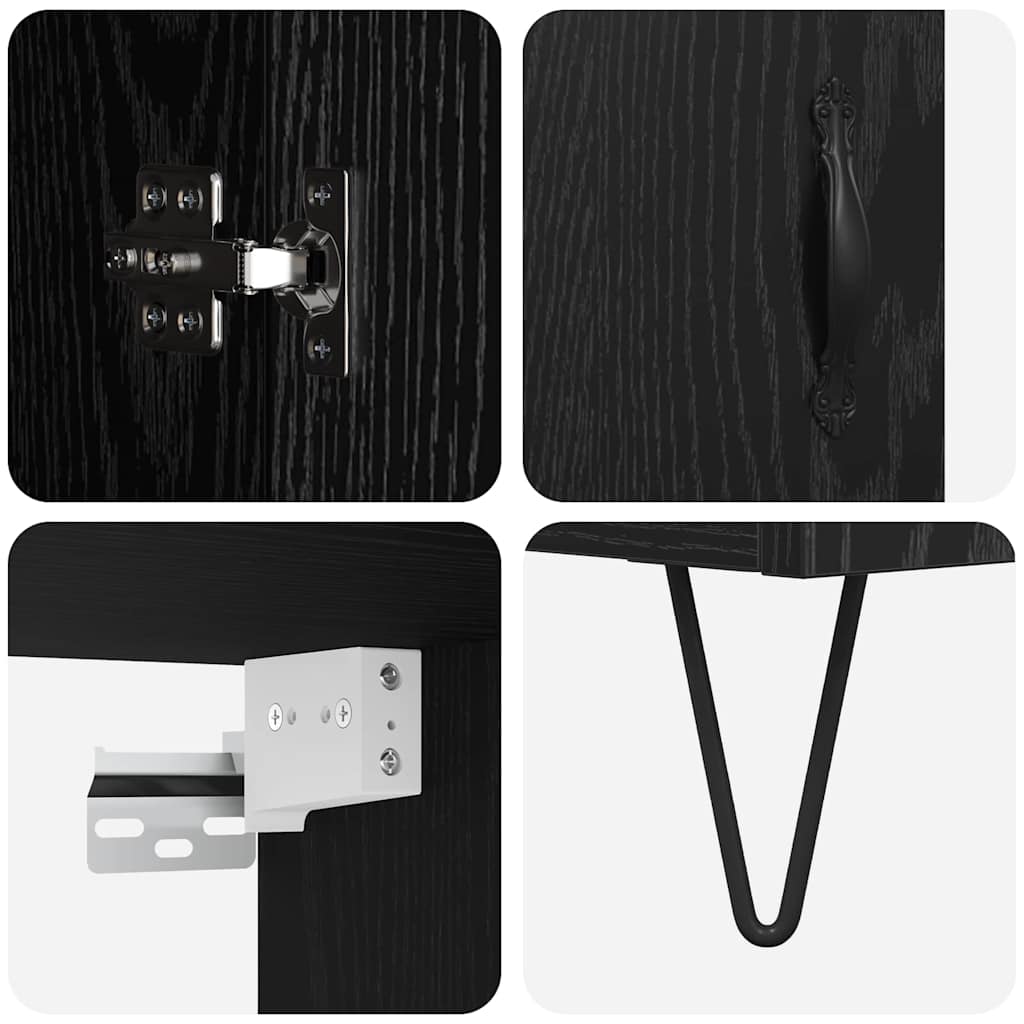 Highboard 2 pcs Schwarz Eichen-Optik Holzwerkstoff