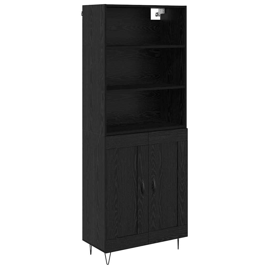 Highboard 2 pcs Schwarz Eichen-Optik Holzwerkstoff