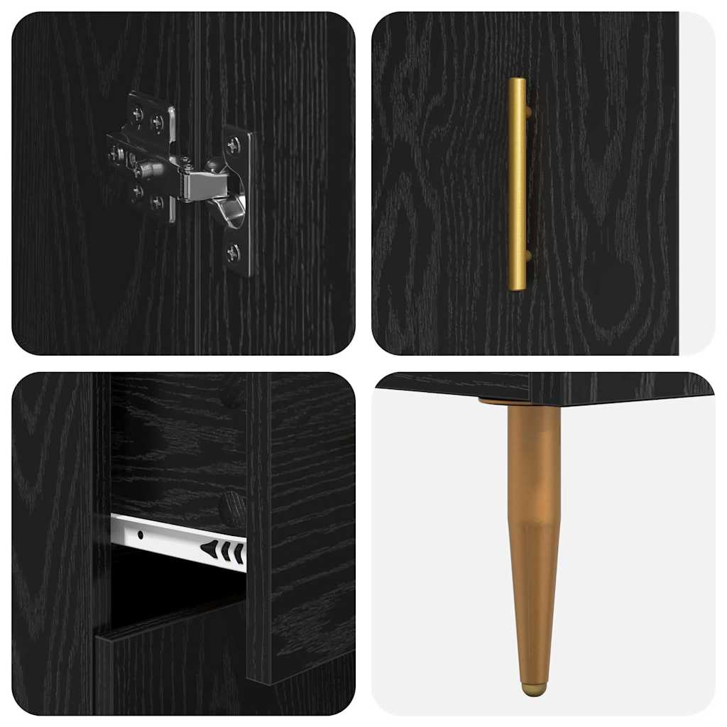 Highboard 2 pcs Schwarz Eichen-Optik Holzwerkstoff