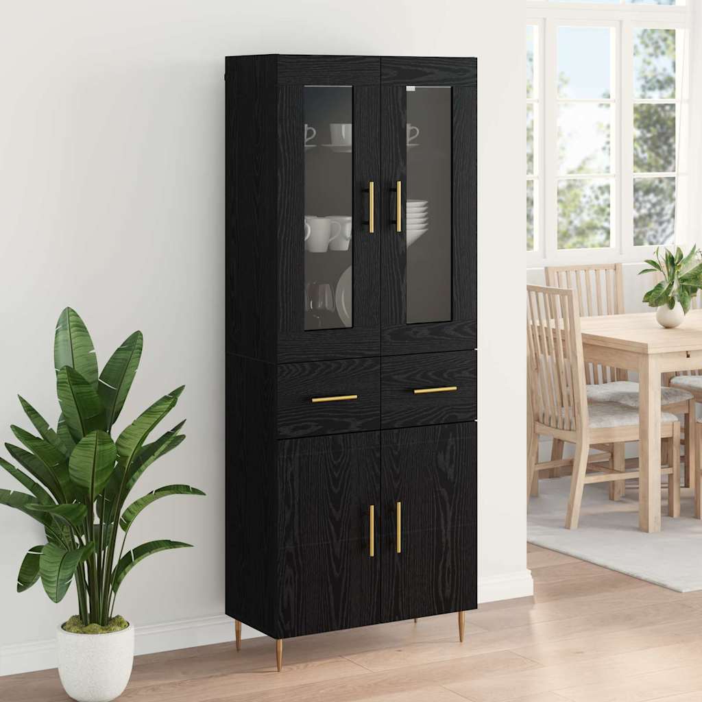 Highboard 2 pcs Schwarz Eichen-Optik Holzwerkstoff