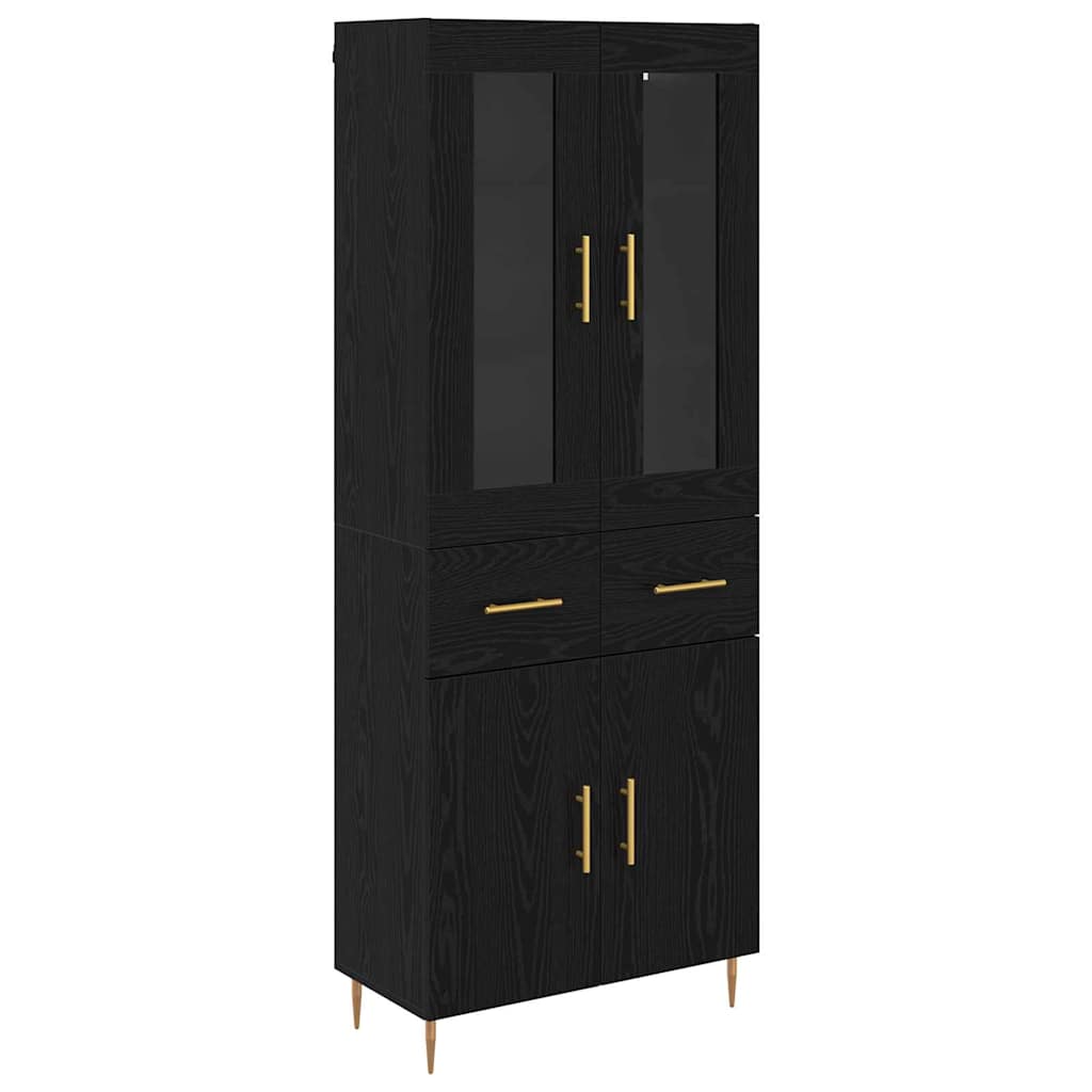 Highboard 2 pcs Schwarz Eichen-Optik Holzwerkstoff