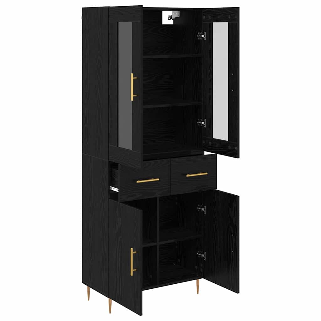 Highboard 2 pcs Schwarz Eichen-Optik Holzwerkstoff