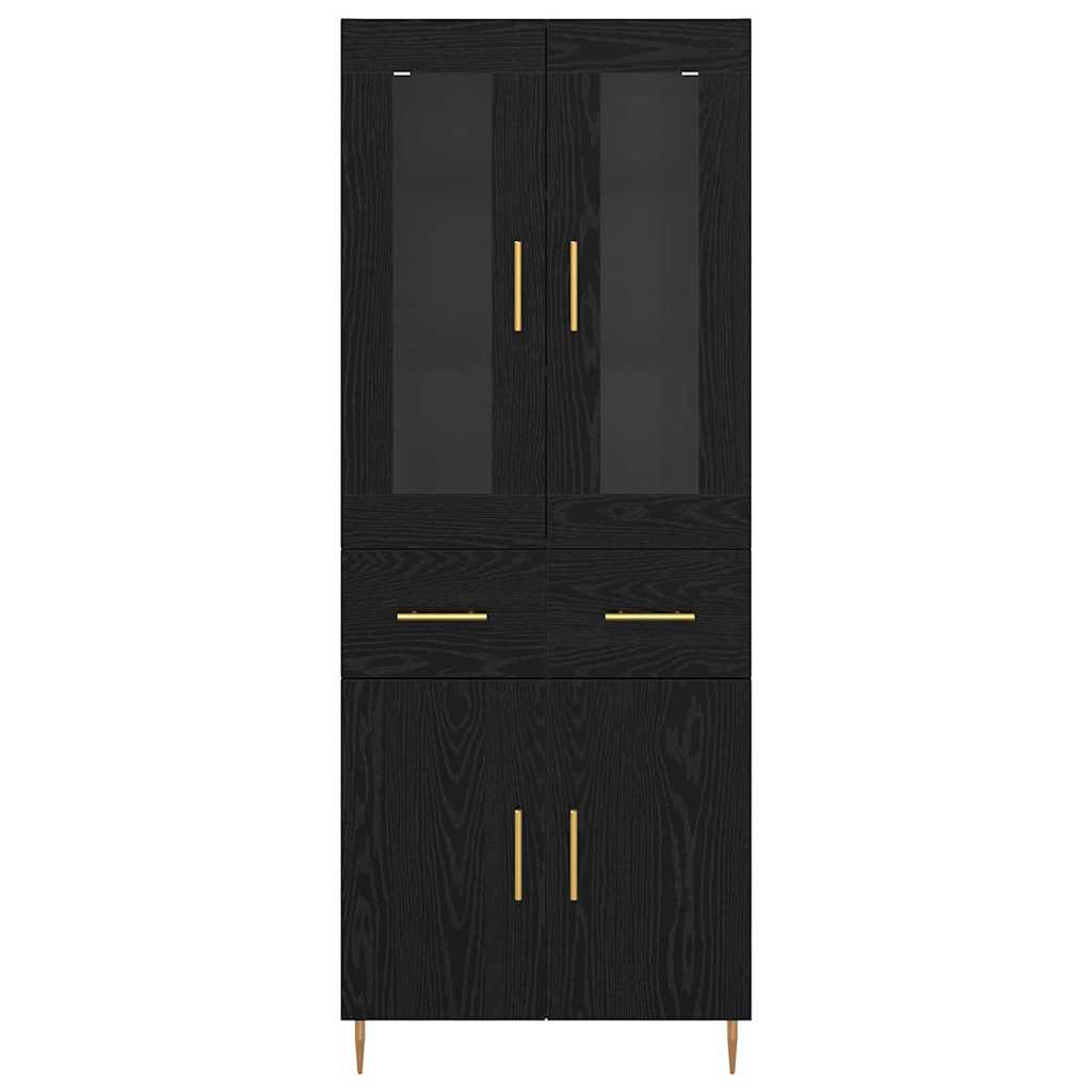 Highboard 2 pcs Schwarz Eichen-Optik Holzwerkstoff