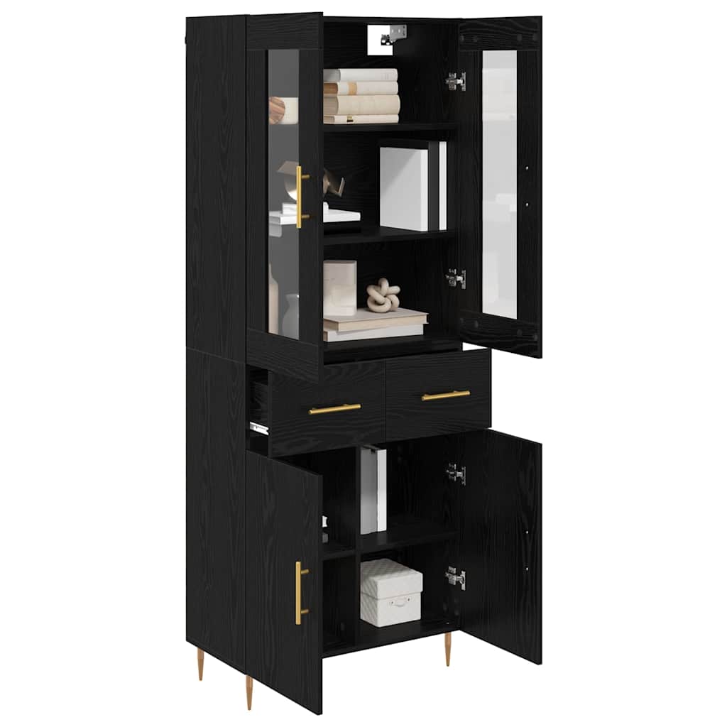 Highboard 2 pcs Schwarz Eichen-Optik Holzwerkstoff