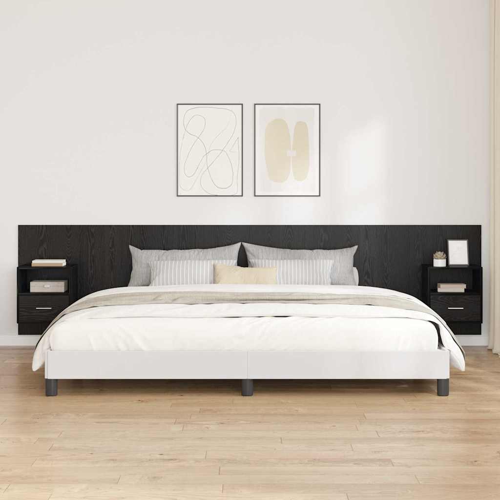 Kopfteil mit Schrank 3 pcs Schwarz Eichen-Optik Holzwerkstoff