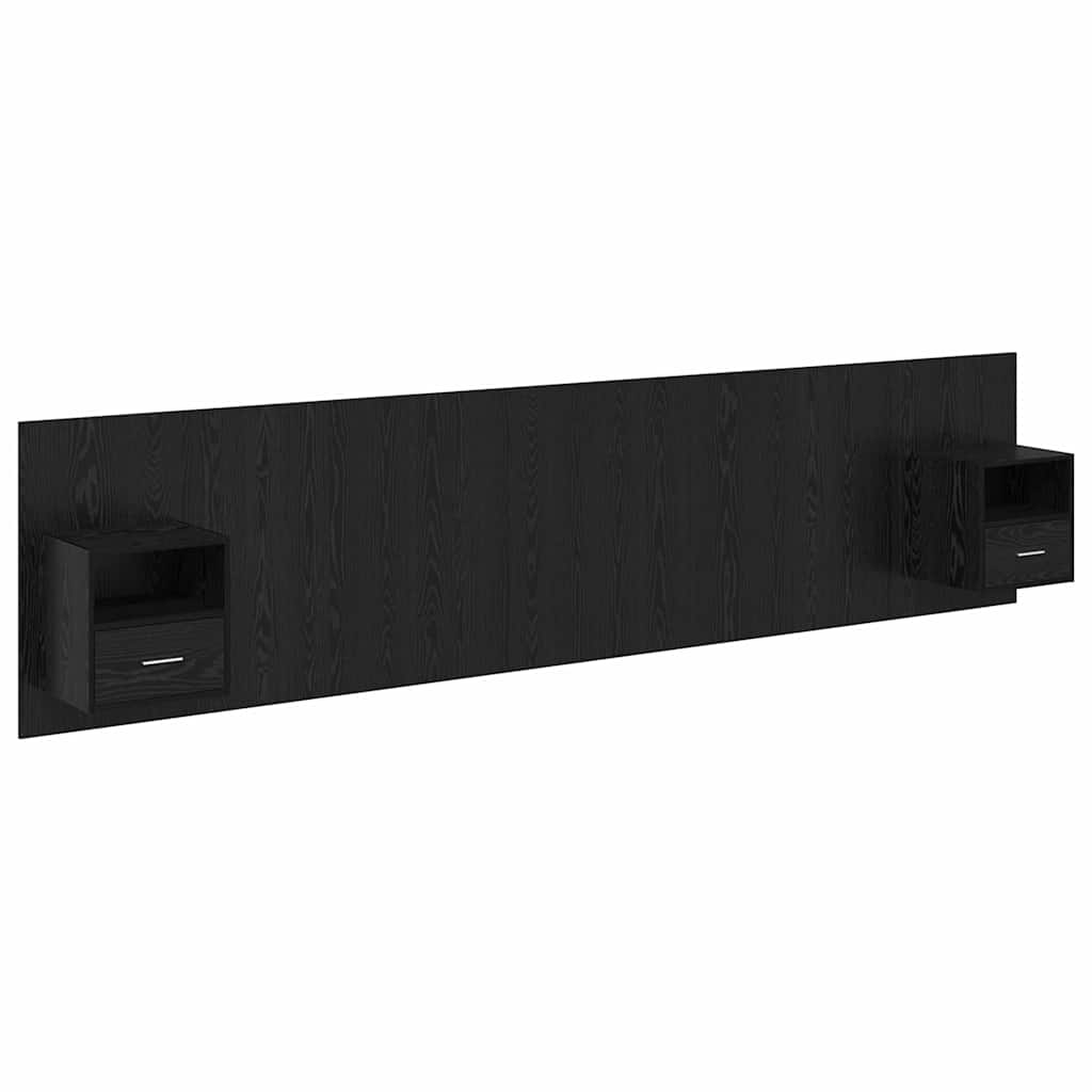 Kopfteil mit Schrank 3 pcs Schwarz Eichen-Optik Holzwerkstoff