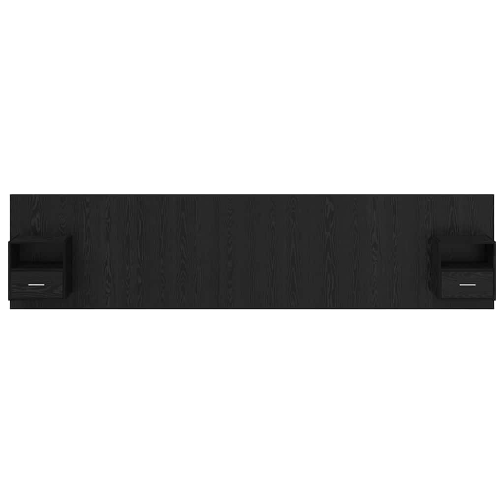 Kopfteil mit Schrank 3 pcs Schwarz Eichen-Optik Holzwerkstoff