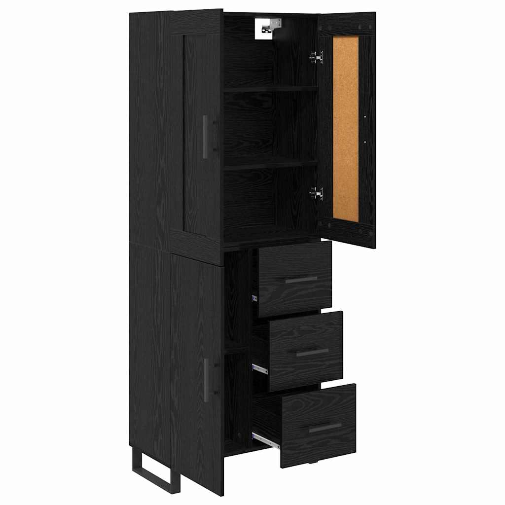 Highboard Schwarz Eichen-Optik 69,5 x 34 x 180 cm Holzwerkstoff