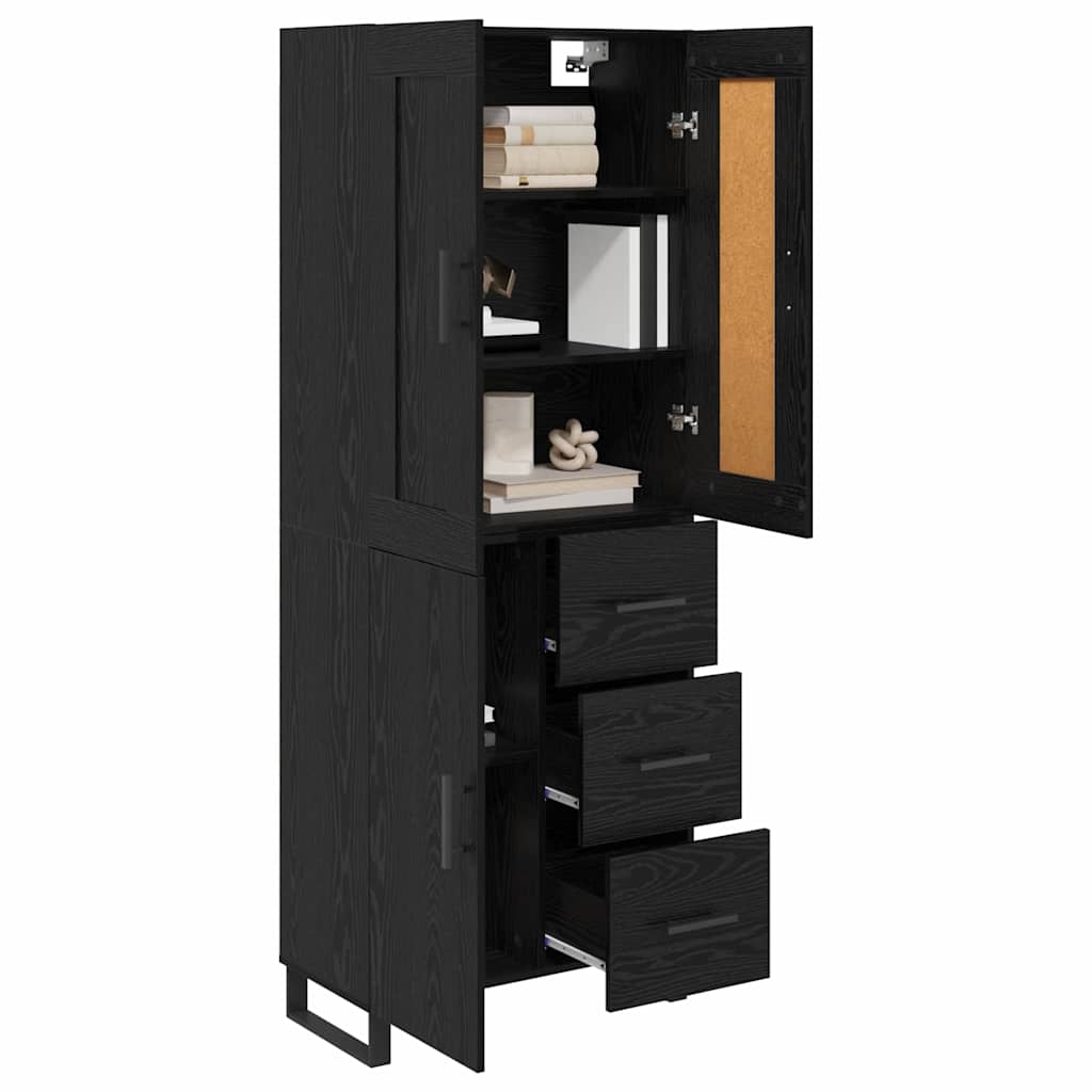 Highboard Schwarz Eichen-Optik 69,5 x 34 x 180 cm Holzwerkstoff