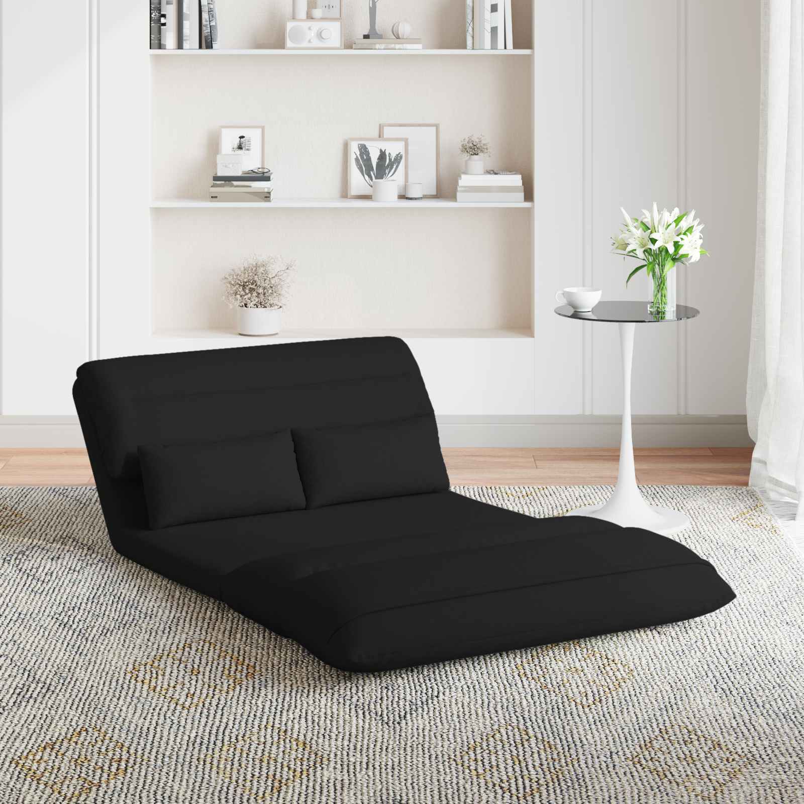 Verstellbarer Fußsessel Schwarz Stoff