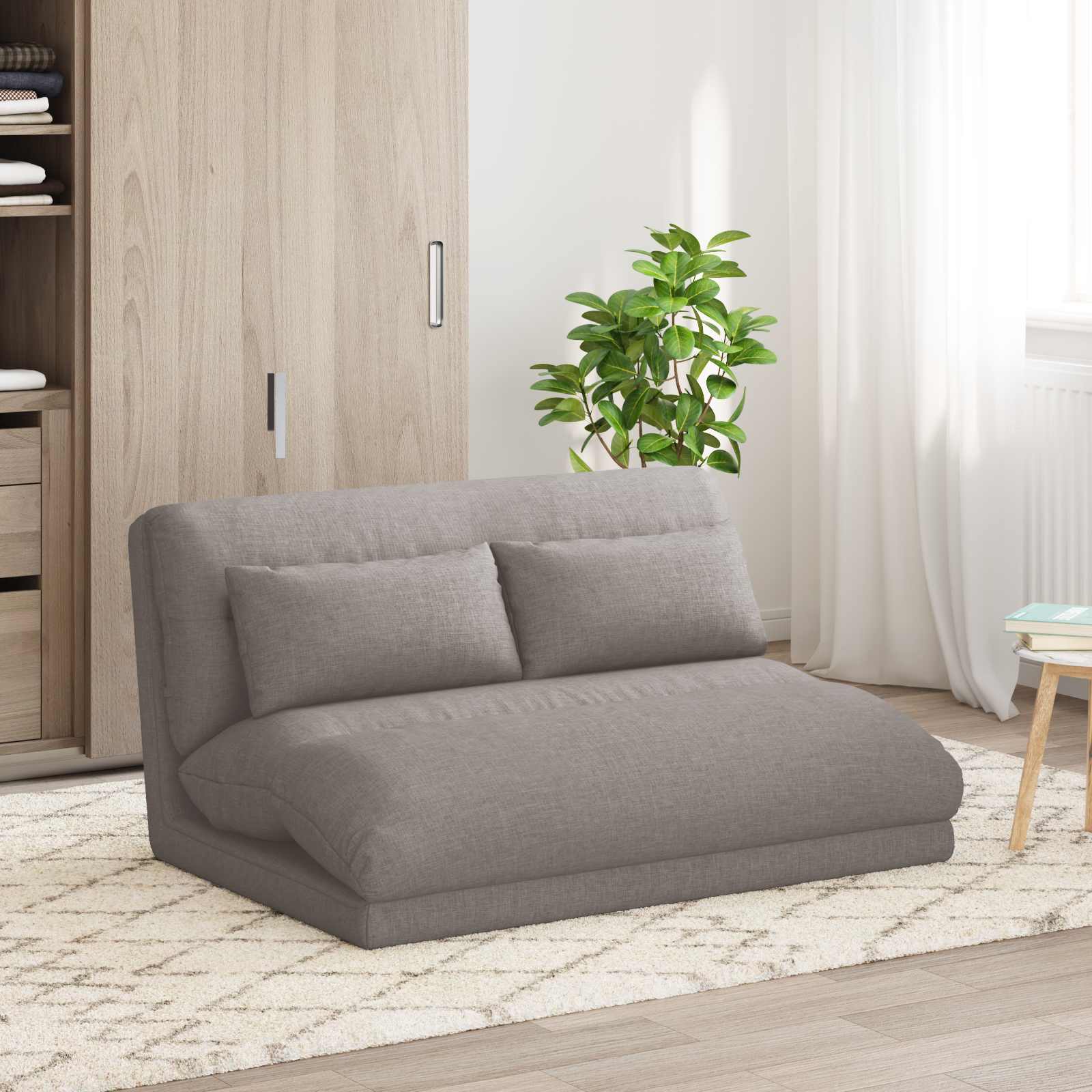 Verstellbarer Fußsessel Taupe Stoff