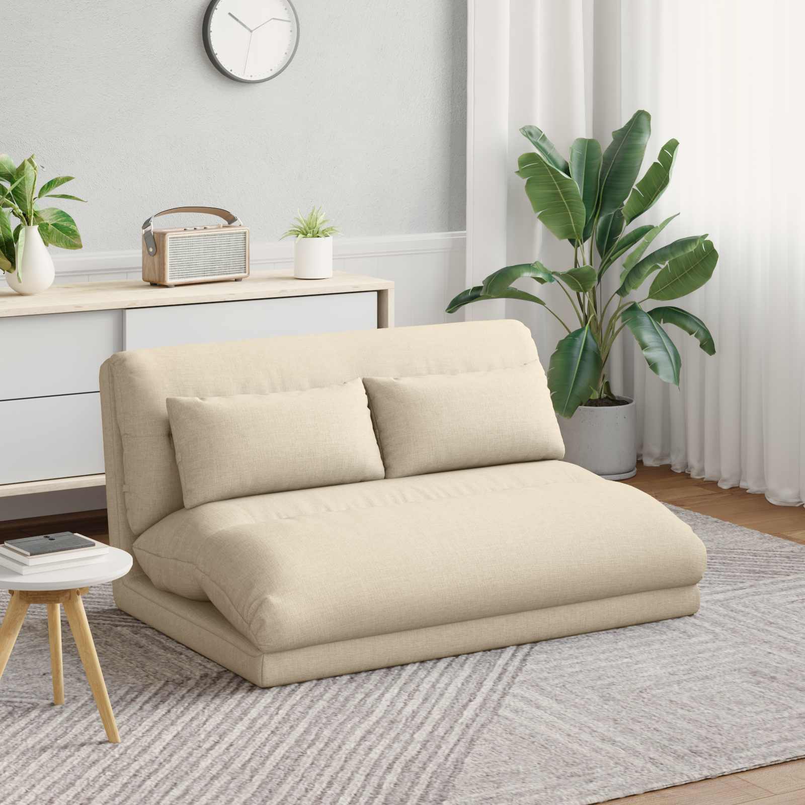 Verstellbarer Fußsessel Creme Stoff
