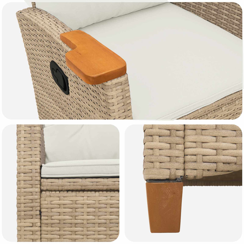 Liegestuhl mit Teeteller 62 x 64 x 112 cm Poly-Rattan