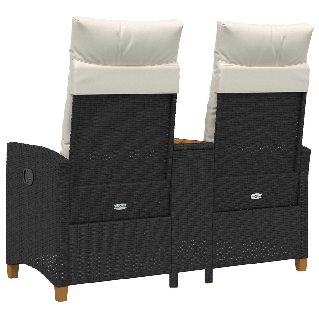 Liegebank mit Tisch Schwarz und Cremeweiß 126 x 65 x 112 cm