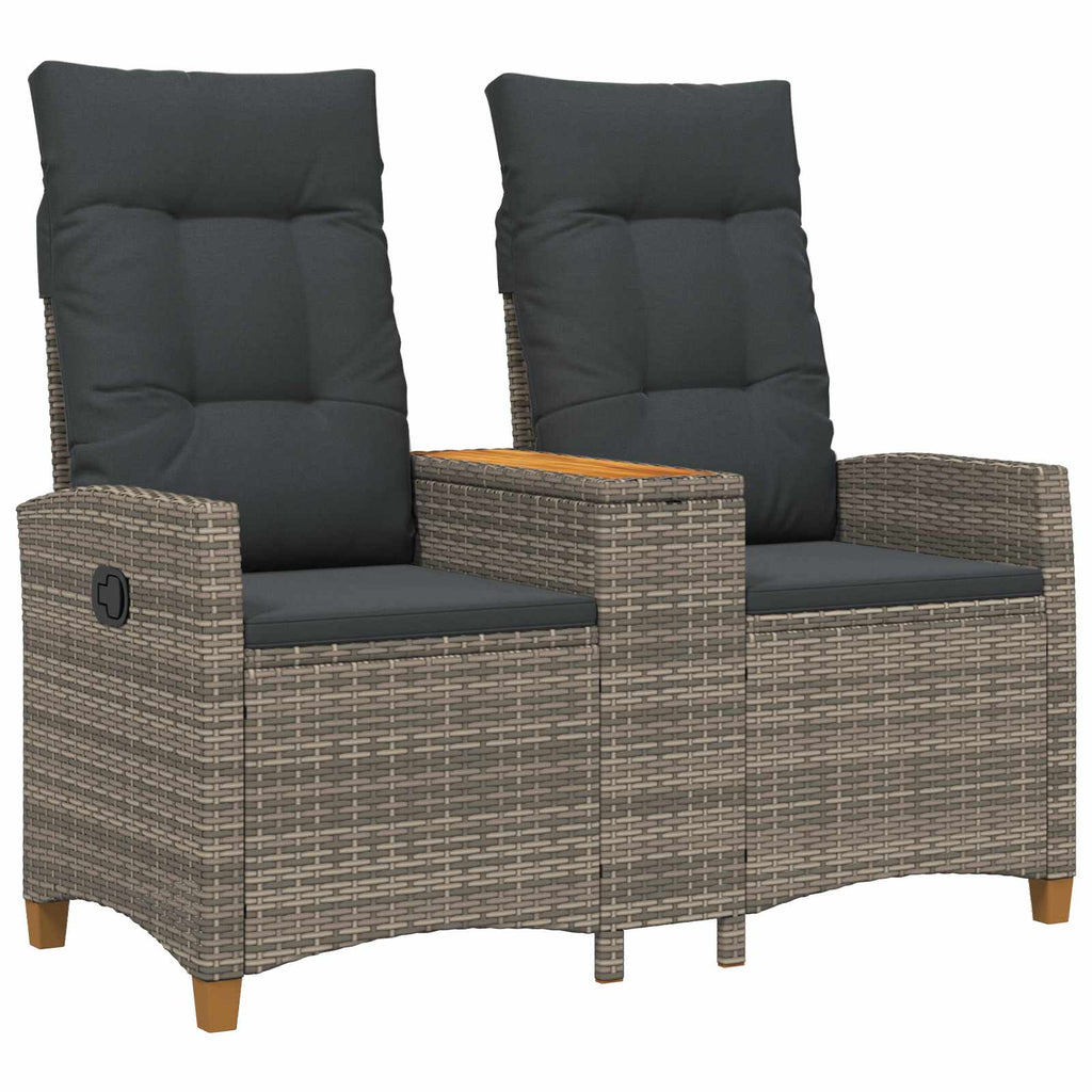 Liegebank mit Tisch Grau und Dunkelgrau 126 x 65 x 112 cm