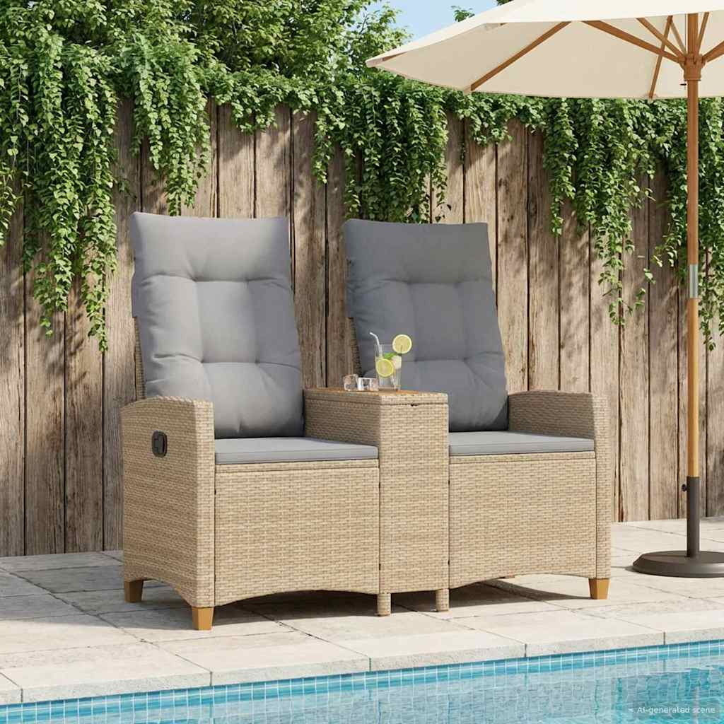 Liegebank mit Tisch Beige und Hellgrau 126 x 65 x 112 cm